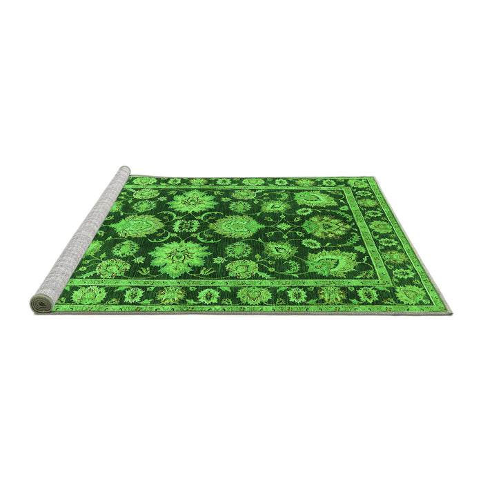 Sideview of Machine Washable Oriental Green Traditional Area Rugs, wshurb1471grn