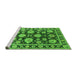 Sideview of Machine Washable Oriental Green Traditional Area Rugs, wshurb1471grn