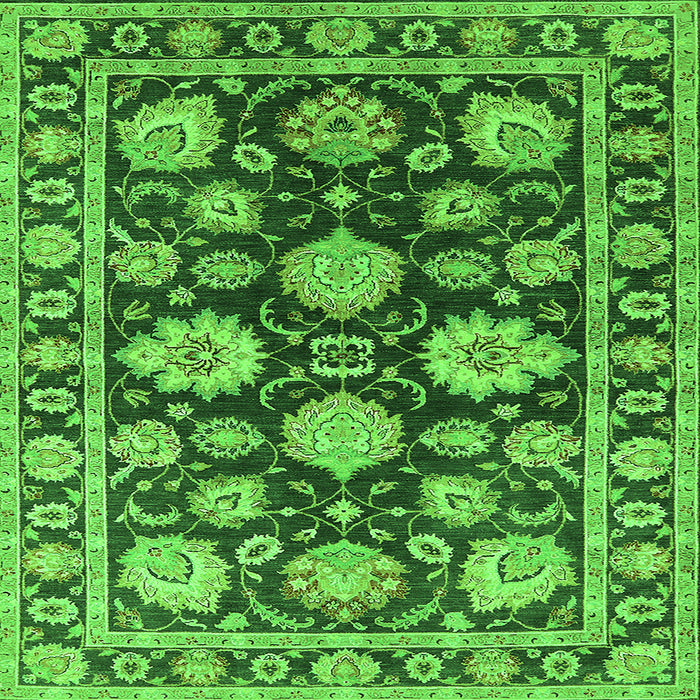 Square Oriental Green Traditional Rug, urb1471grn