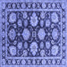 Square Machine Washable Oriental Blue Traditional Rug, wshurb1471blu