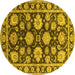 Round Oriental Yellow Traditional Rug, urb1471yw