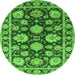 Round Oriental Green Traditional Rug, urb1471grn