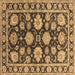 Square Oriental Brown Traditional Rug, urb1471brn