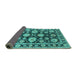 Sideview of Oriental Turquoise Traditional Rug, urb1471turq