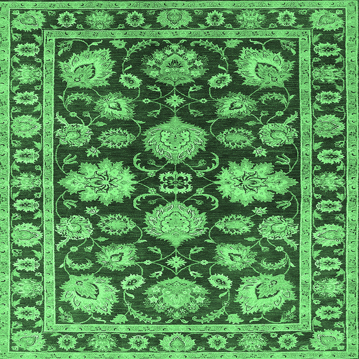 Square Oriental Emerald Green Traditional Rug, urb1471emgrn