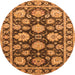 Round Oriental Orange Traditional Rug, urb1471org