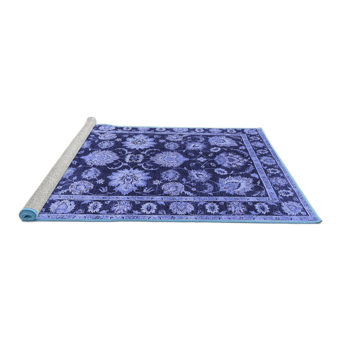 Sideview of Machine Washable Oriental Blue Traditional Rug, wshurb1471blu