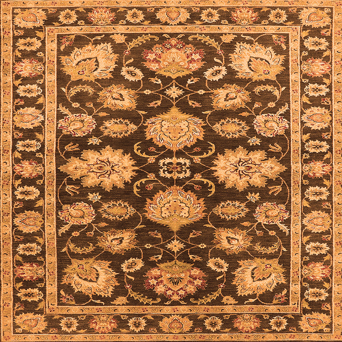 Square Machine Washable Oriental Orange Traditional Area Rugs, wshurb1471org