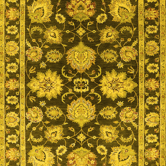 Machine Washable Oriental Yellow Traditional Rug, wshurb1471yw