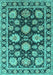 Machine Washable Oriental Turquoise Traditional Area Rugs, wshurb1471turq