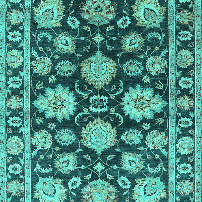 Machine Washable Oriental Turquoise Traditional Area Rugs, wshurb1471turq