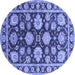 Round Oriental Blue Traditional Rug, urb1471blu