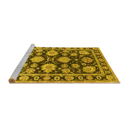 Sideview of Machine Washable Oriental Yellow Traditional Rug, wshurb1471yw