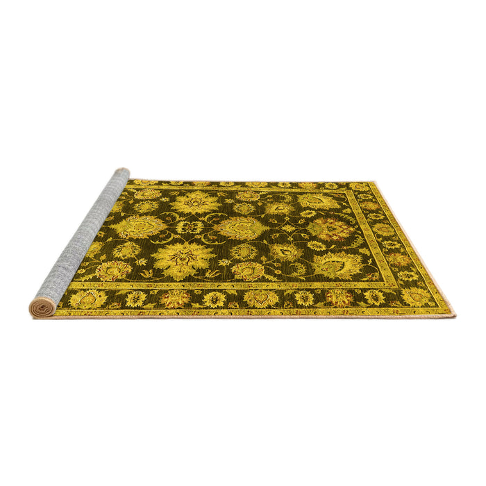 Sideview of Machine Washable Oriental Yellow Traditional Rug, wshurb1471yw