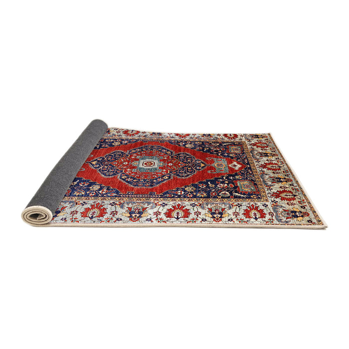 Sideview of Mid-Century Modern Carbon Red Persian Rug, urb1472