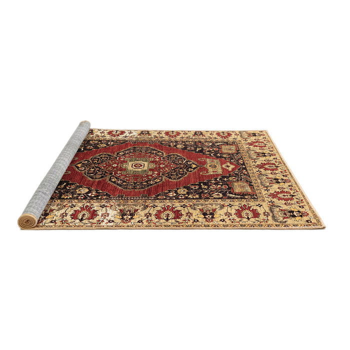 Sideview of Machine Washable Persian Brown Traditional Rug, wshurb1472brn