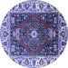 Round Machine Washable Persian Blue Traditional Rug, wshurb1472blu