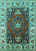 Machine Washable Persian Turquoise Traditional Area Rugs, wshurb1472turq