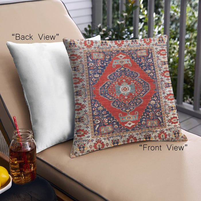 Front View of Mid-Century Modern Urban Square Carbon Red Throw Pillow, 18 inch by 18 inch, pwurb1472