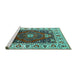 Sideview of Machine Washable Persian Turquoise Traditional Area Rugs, wshurb1472turq