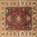 Square Machine Washable Persian Brown Traditional Rug, wshurb1472brn