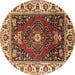 Round Machine Washable Persian Brown Traditional Rug, wshurb1472brn