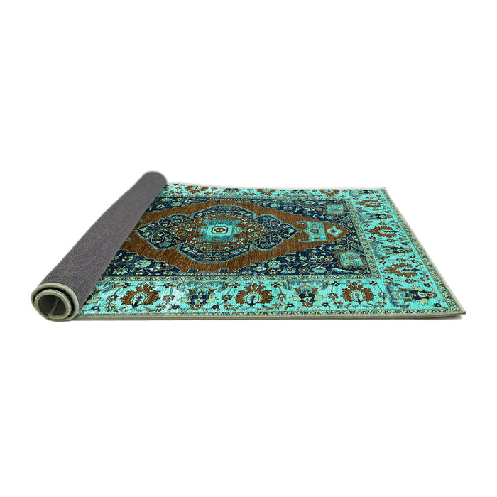 Sideview of Persian Turquoise Traditional Rug, urb1472turq