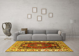 Machine Washable Persian Yellow Traditional Rug in a Living Room, wshurb1472yw