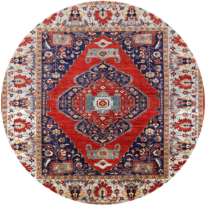 Round Machine Washable Industrial Modern Carbon Red Rug, wshurb1472