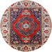 Round Machine Washable Industrial Modern Carbon Red Rug, wshurb1472