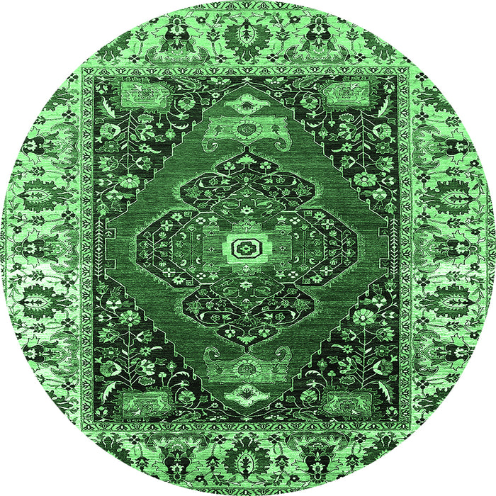 Round Persian Emerald Green Traditional Rug, urb1472emgrn