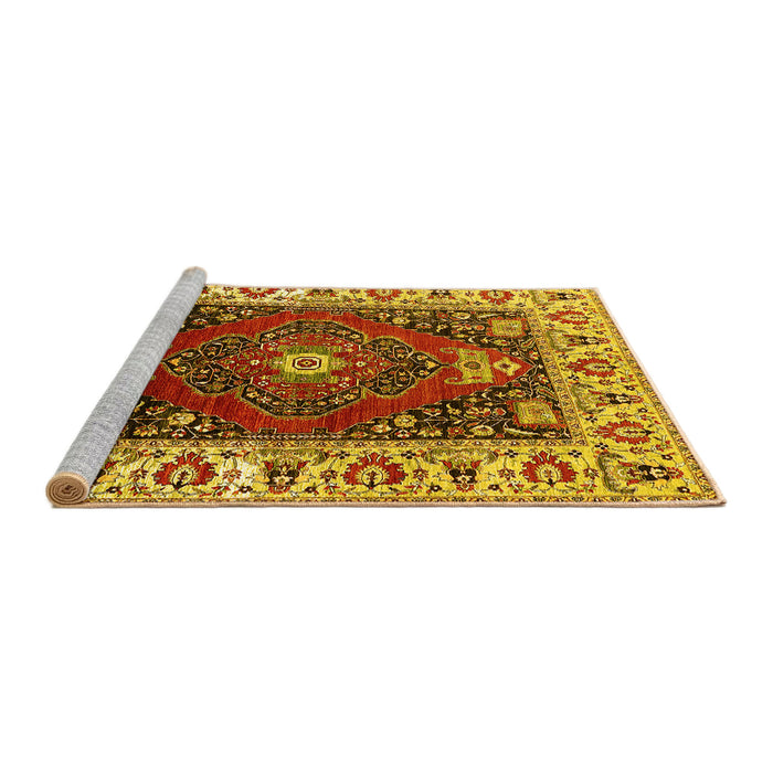 Sideview of Machine Washable Persian Yellow Traditional Rug, wshurb1472yw