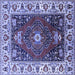 Square Machine Washable Persian Blue Traditional Rug, wshurb1472blu