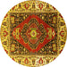 Round Machine Washable Persian Yellow Traditional Rug, wshurb1472yw