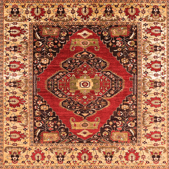 Square Persian Orange Traditional Rug, urb1472org