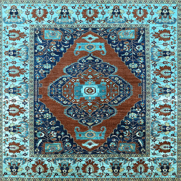 Square Machine Washable Persian Light Blue Traditional Rug, wshurb1472lblu