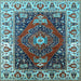 Square Machine Washable Persian Light Blue Traditional Rug, wshurb1472lblu