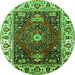 Round Machine Washable Persian Green Traditional Area Rugs, wshurb1472grn