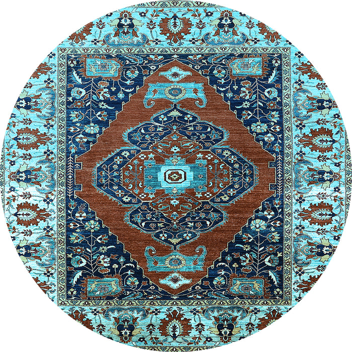 Round Persian Light Blue Traditional Rug, urb1472lblu