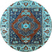 Round Persian Light Blue Traditional Rug, urb1472lblu