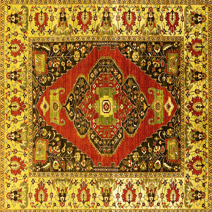 Square Machine Washable Persian Yellow Traditional Rug, wshurb1472yw