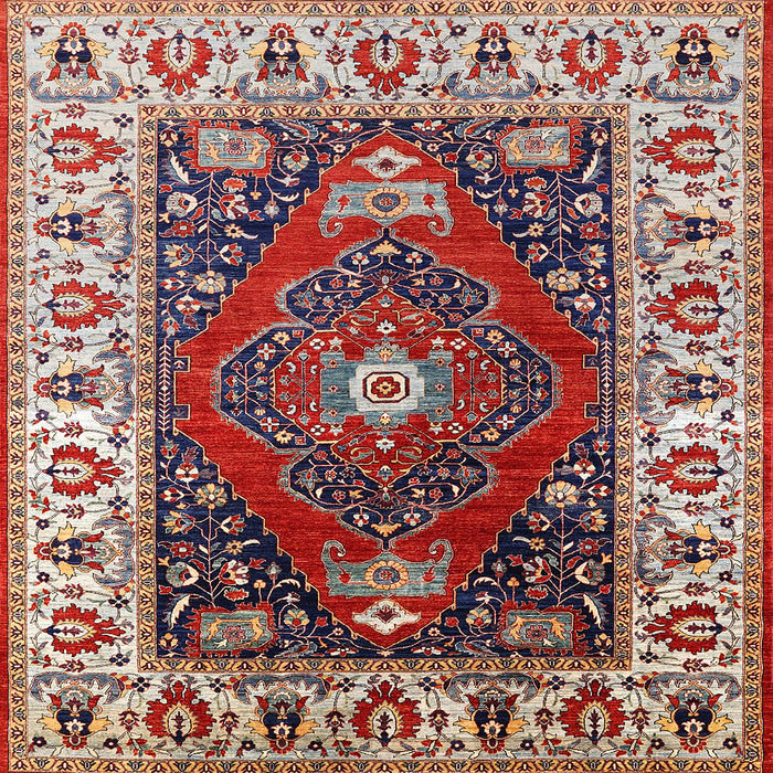 Square Mid-Century Modern Carbon Red Persian Rug, urb1472