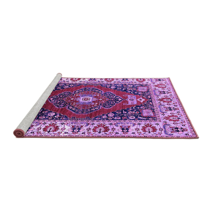 Sideview of Machine Washable Persian Purple Traditional Area Rugs, wshurb1472pur