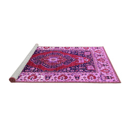 Sideview of Machine Washable Persian Pink Traditional Rug, wshurb1472pnk