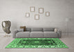 Machine Washable Persian Emerald Green Traditional Area Rugs in a Living Room,, wshurb1472emgrn