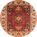 Round Machine Washable Persian Orange Traditional Area Rugs, wshurb1472org