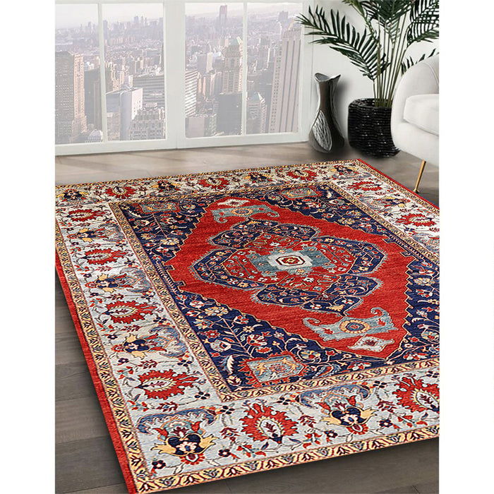 Machine Washable Industrial Modern Carbon Red Rug in a Family Room, wshurb1472