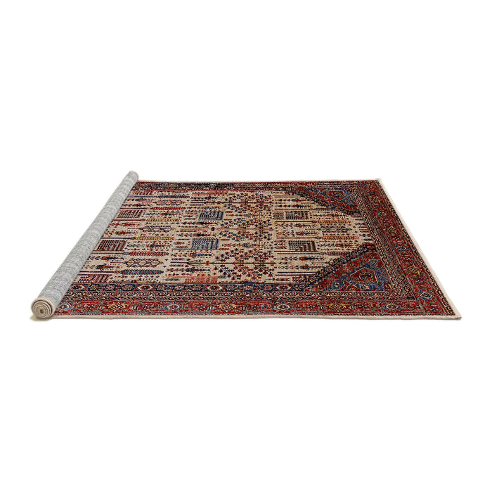 Sideview of Machine Washable Industrial Modern Deep Red Rug, wshurb1473