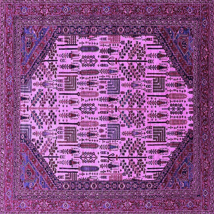 Square Machine Washable Oriental Purple Industrial Area Rugs, wshurb1473pur