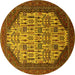 Round Oriental Yellow Industrial Rug, urb1473yw